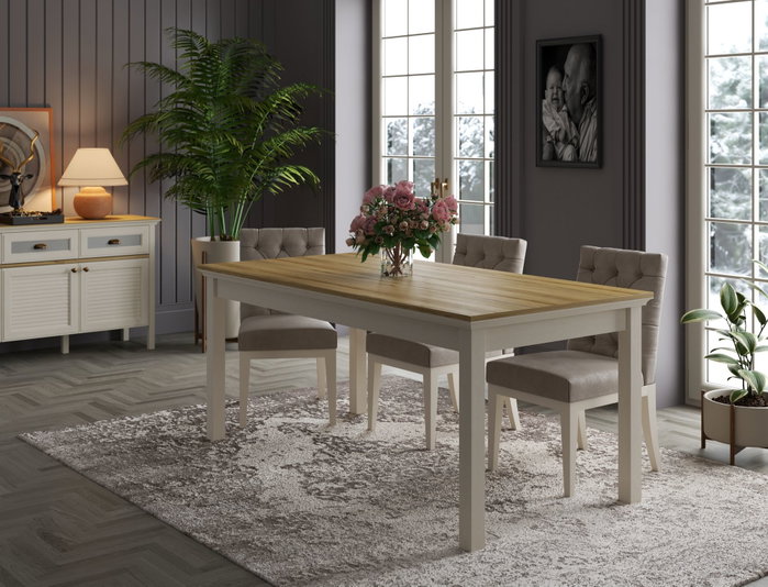 Hanah Home Mesa de Comedor FRN-21023 Crema y Gris Hanah Home Mesa de Comedor FRN-21023 Crema y Gris